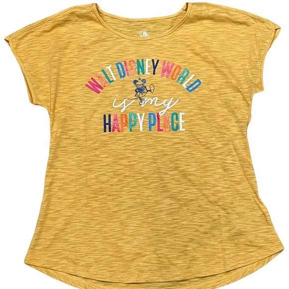 Disney Tops - Disney Parks Walt Disney World Is My Happy Place T-shirt Women’s large Yellow